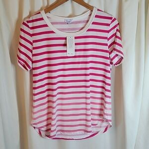 NWT Splendid Graduated-Pink Striped Cotton Tee